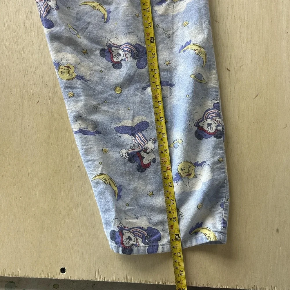 Vintage Disney Mickey Mouse Pajama Pants Size Large Blue Flannel Sleep Lounge - Picture 6 of 9